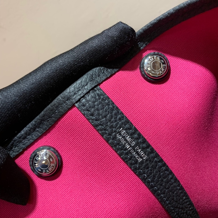 에르메스 가든파티30 로즈 아잘리 캔버스 블랙 네곤다